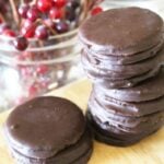 Einkorn homemade thin mint cookies in a stack