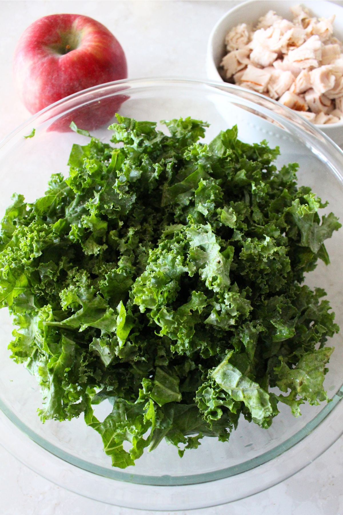 Chopped kale before massaging with salt