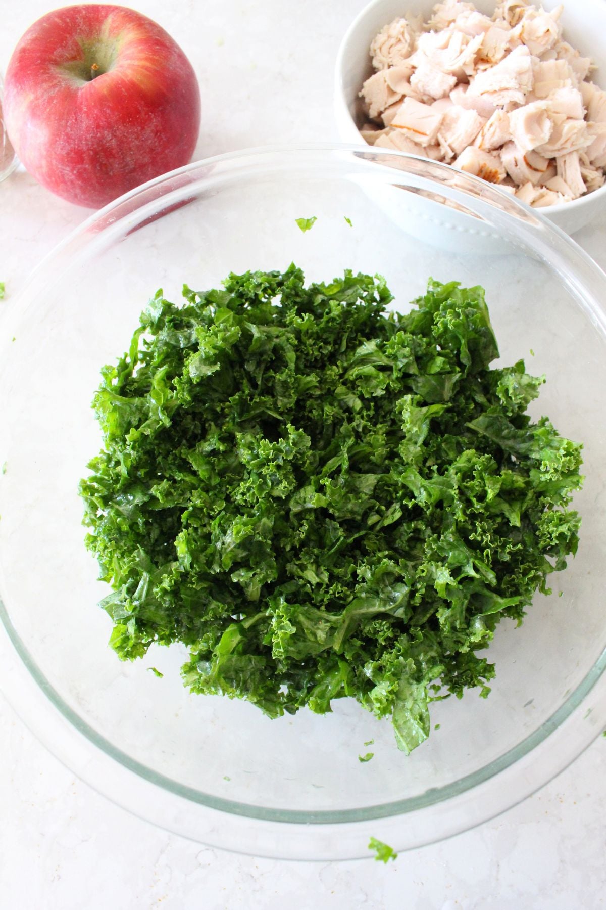 Chopped kale after massaging with salt